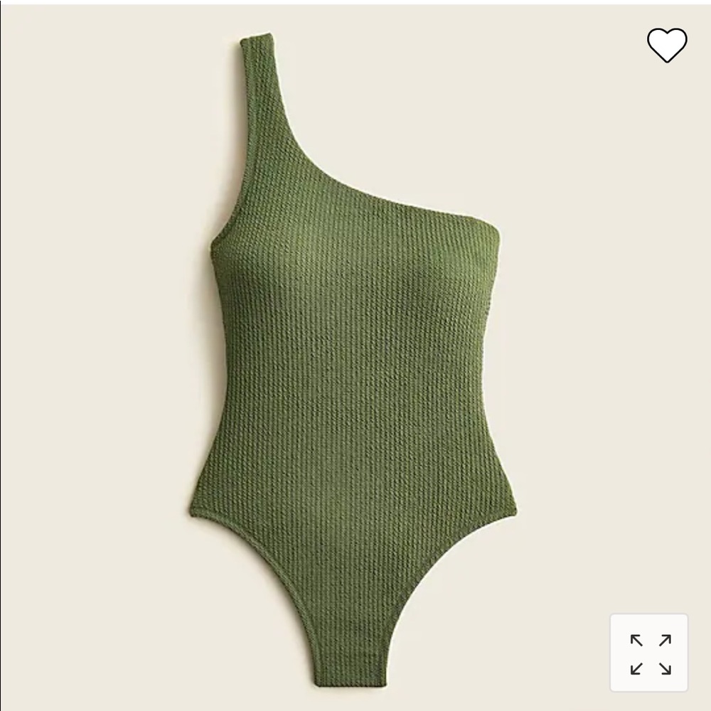 NWT J. Crew Olive Green Textured One-Shoulder One-Piece Swimsuit, Women’s 24/3X